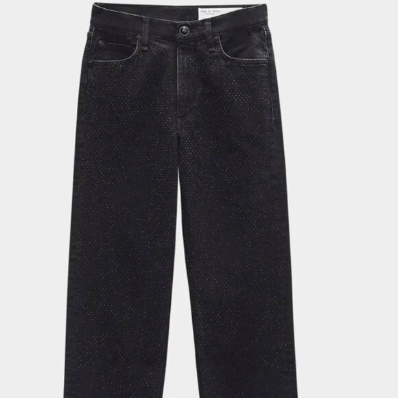 Rag & Bone Harlow Black Ankle Jeans Straight Leg Mid-Rise  Size 25 - Picture 2 of 12